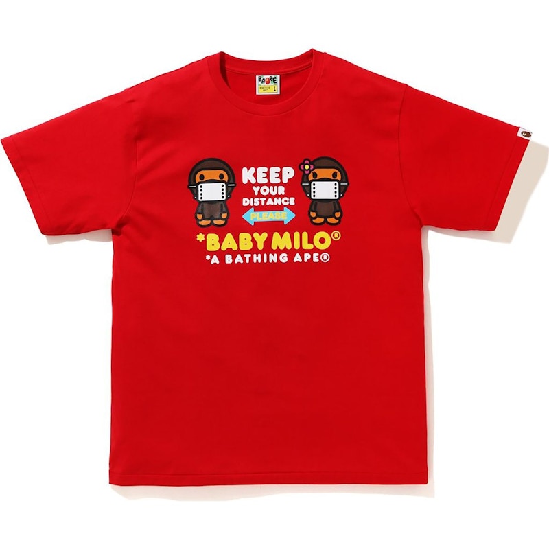 BAPE Social Distance Baby Milo #1 Tee Red Herren - FW20 - DE