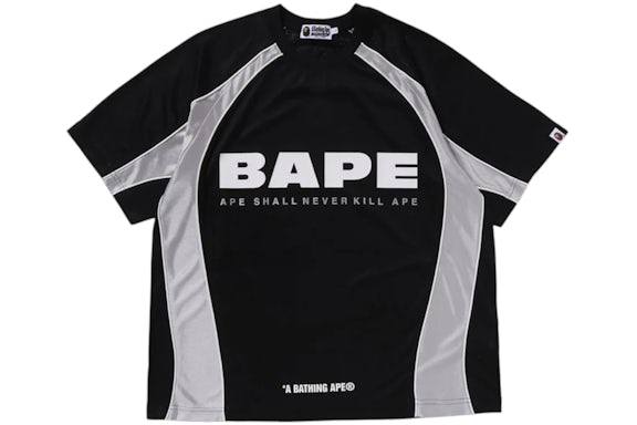 Camiseta de fútbol BAPE Solid Camuflaje Jacquard Multilogo Relaxed Fit Negro