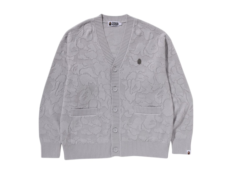 BAPE Solid Camo Jacquard One Point Cardigan Grey