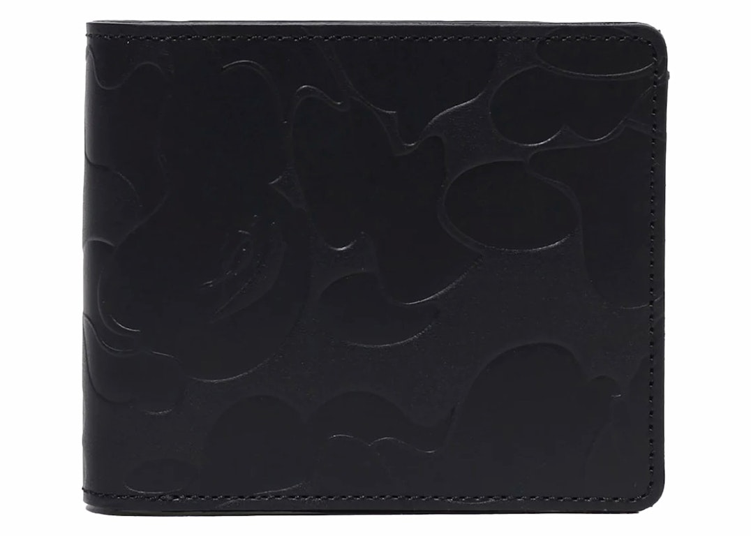 Pre-owned Bape Solid Camo Leather I Wallet Black
