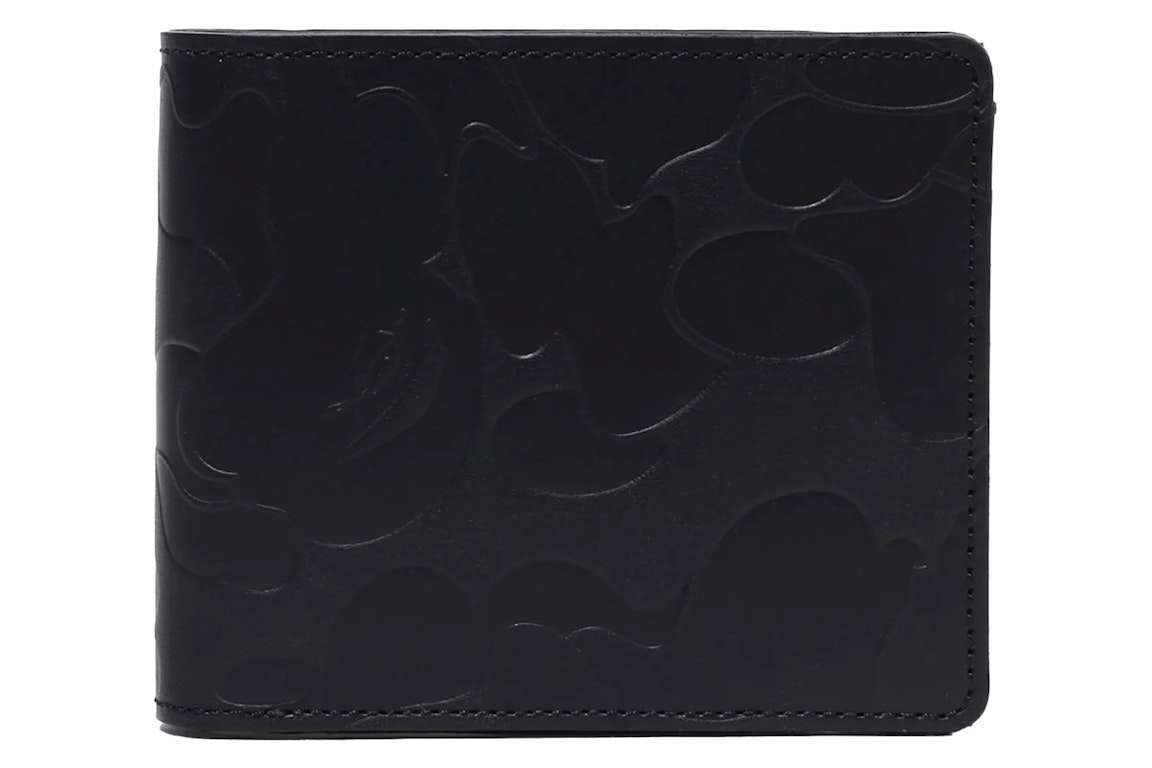 Pre-owned Bape Solid Camo Leather I Wallet Black