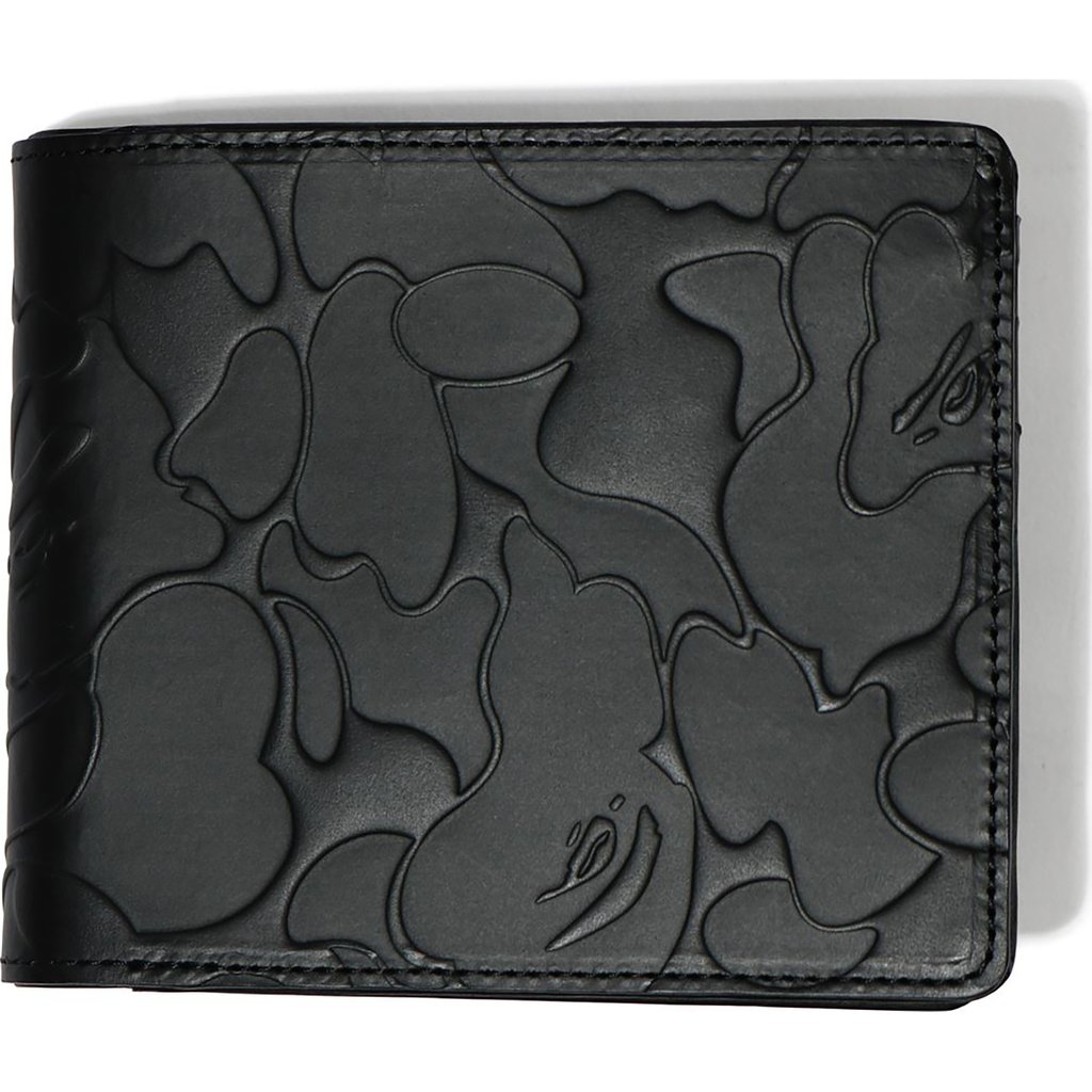 BAPE Solid Camo Leather Wallet Black - FW20 - US