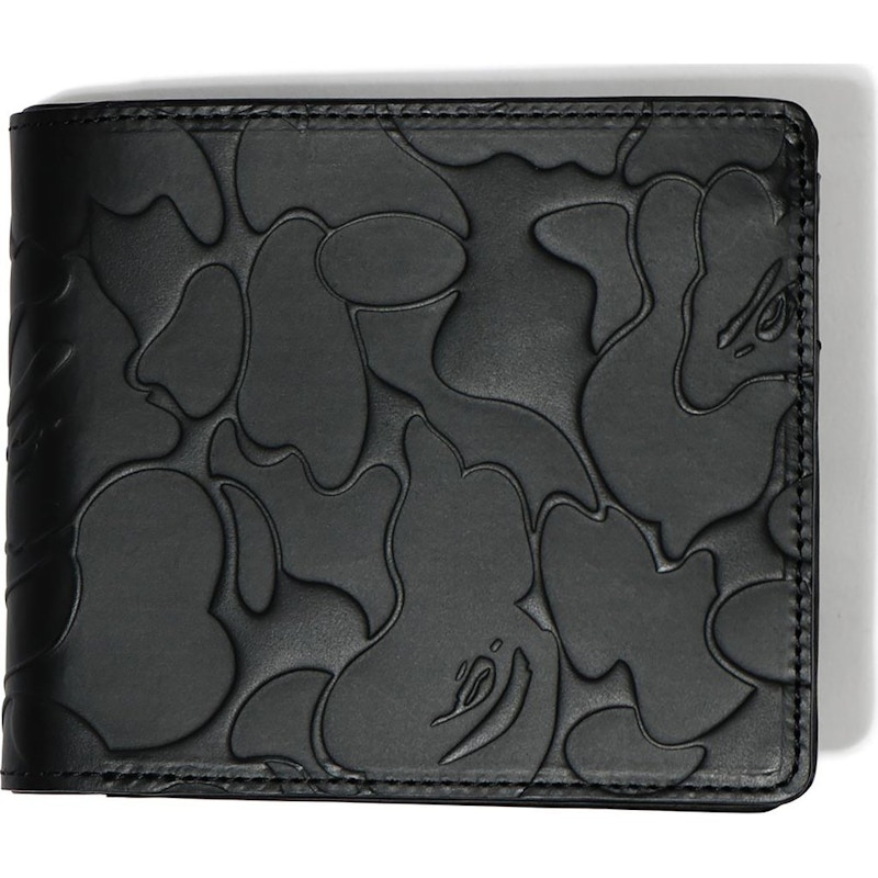 BAPE Solid Camo Leather Wallet Black