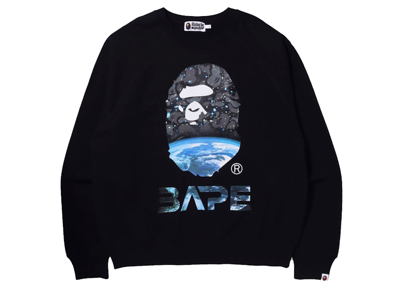 BAPE Space Camo Ape Head Loose Fit Crewneck Black Men's