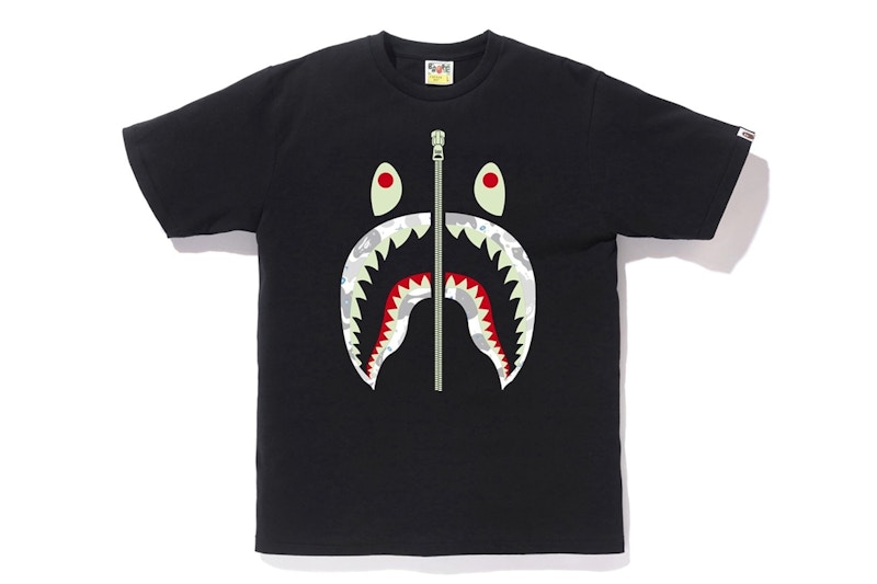 BAPE Space Camo Front Shark Tee Black Men's - SS20 - US