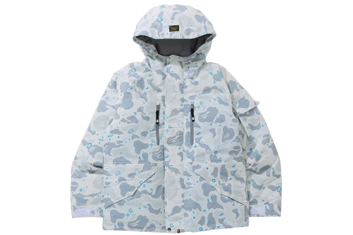 BAPE Space Camo Military Loose Fit Hoodie Down Jacket White