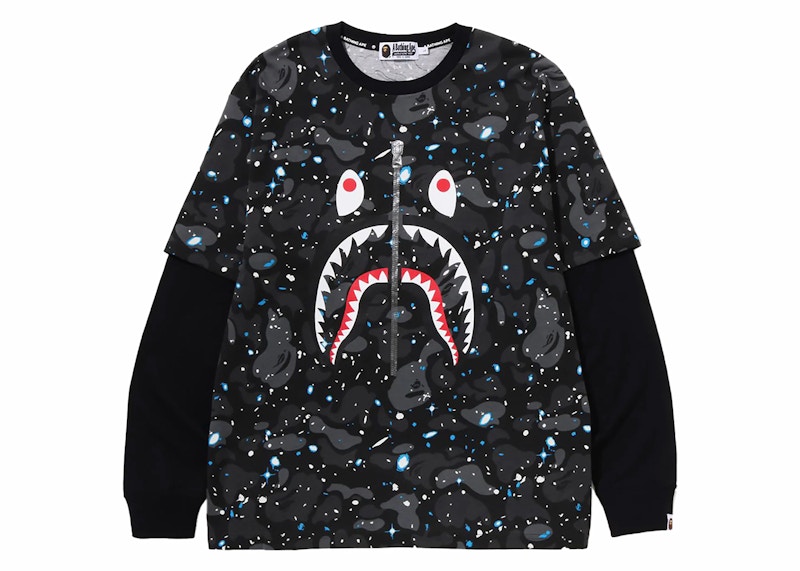 BAPE Space Camo Shark Layered Long Sleeve Tee Black Men s SS24 US