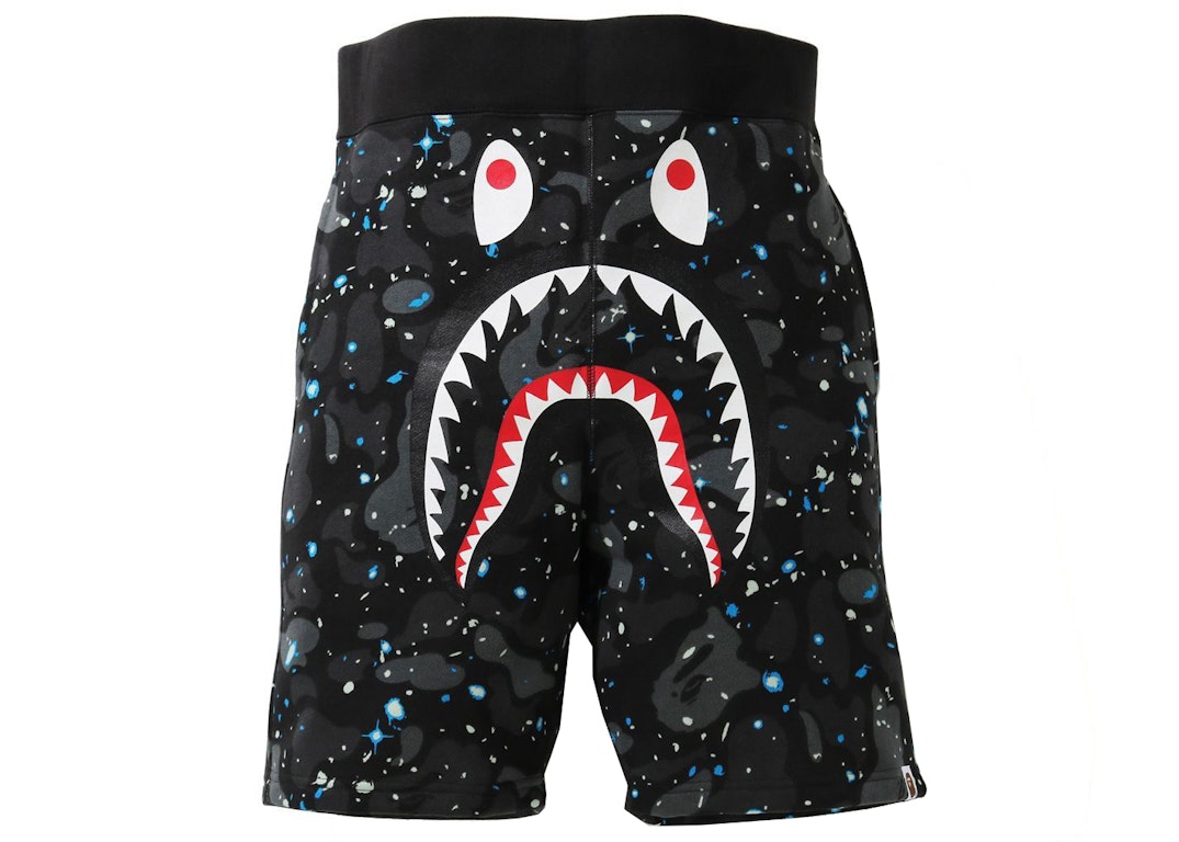 Pre-owned Bape Space Camo Shark Sweat Shorts (ss21) Black