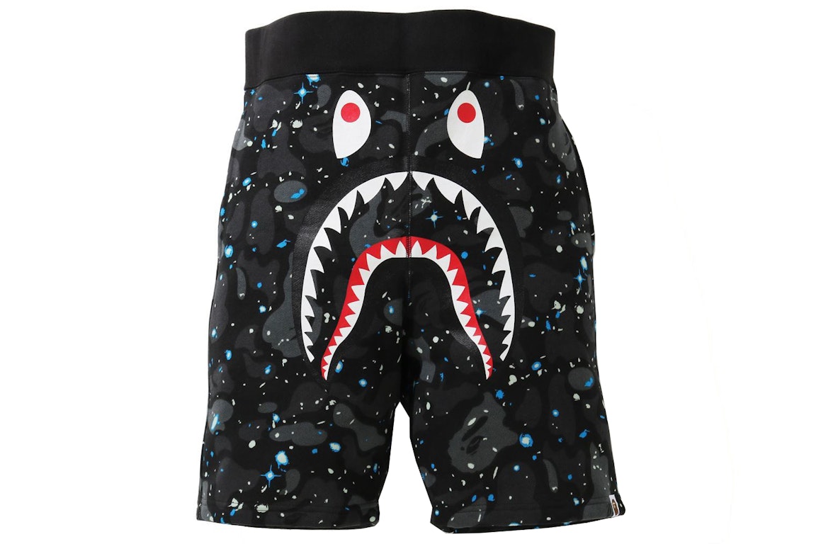 Pre-owned Bape Space Camo Shark Sweat Shorts (ss21) Black