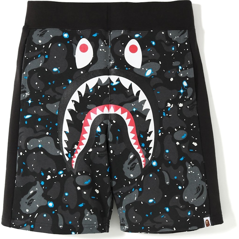 BAPE Space Camo Shark Sweat Shorts Black - SS19 Men's - US