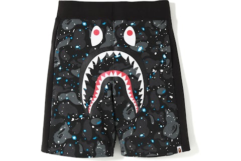 BAPE Space Camuflaje Shark Sweat Shorts Negro Hombre SS19 MX