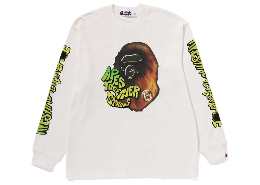 Pre-owned Bape Sport Graphic L/s Tee White