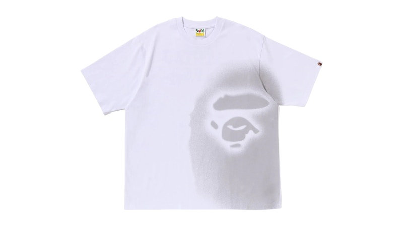 Pre-owned Bape Men's  Spray Print Ape Head Relaxed Fit I Tee Shirt In White