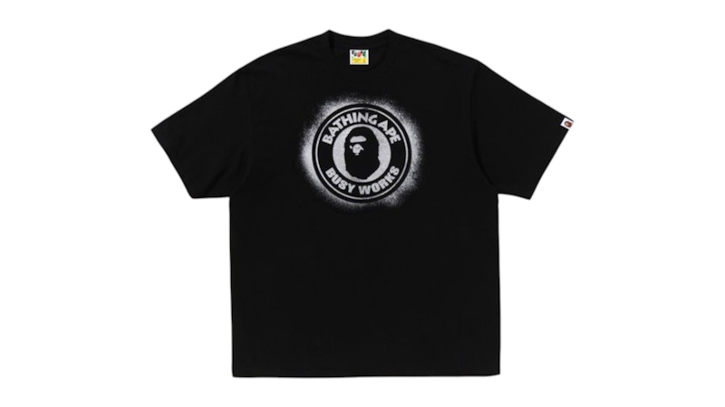 NEW【A BATHING APE】SPRAY PRINT BUSY WORKS RELAXED FIT TEE BAPE Spray Print Busy Works Relaxed Fit Tee Black Men's