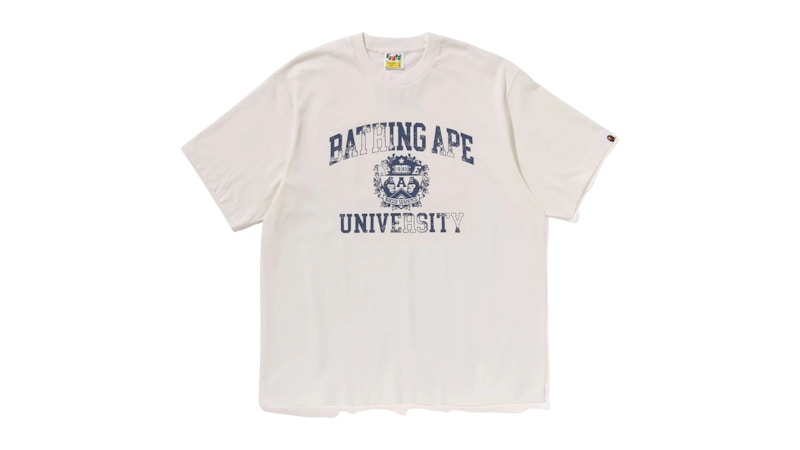 BAPE Spray Print College Logo Relaxed Fit Tee Ivory Men's