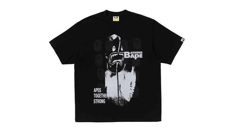 BAPE Spray Print Multi Logo Relaxed Fit Tee Black