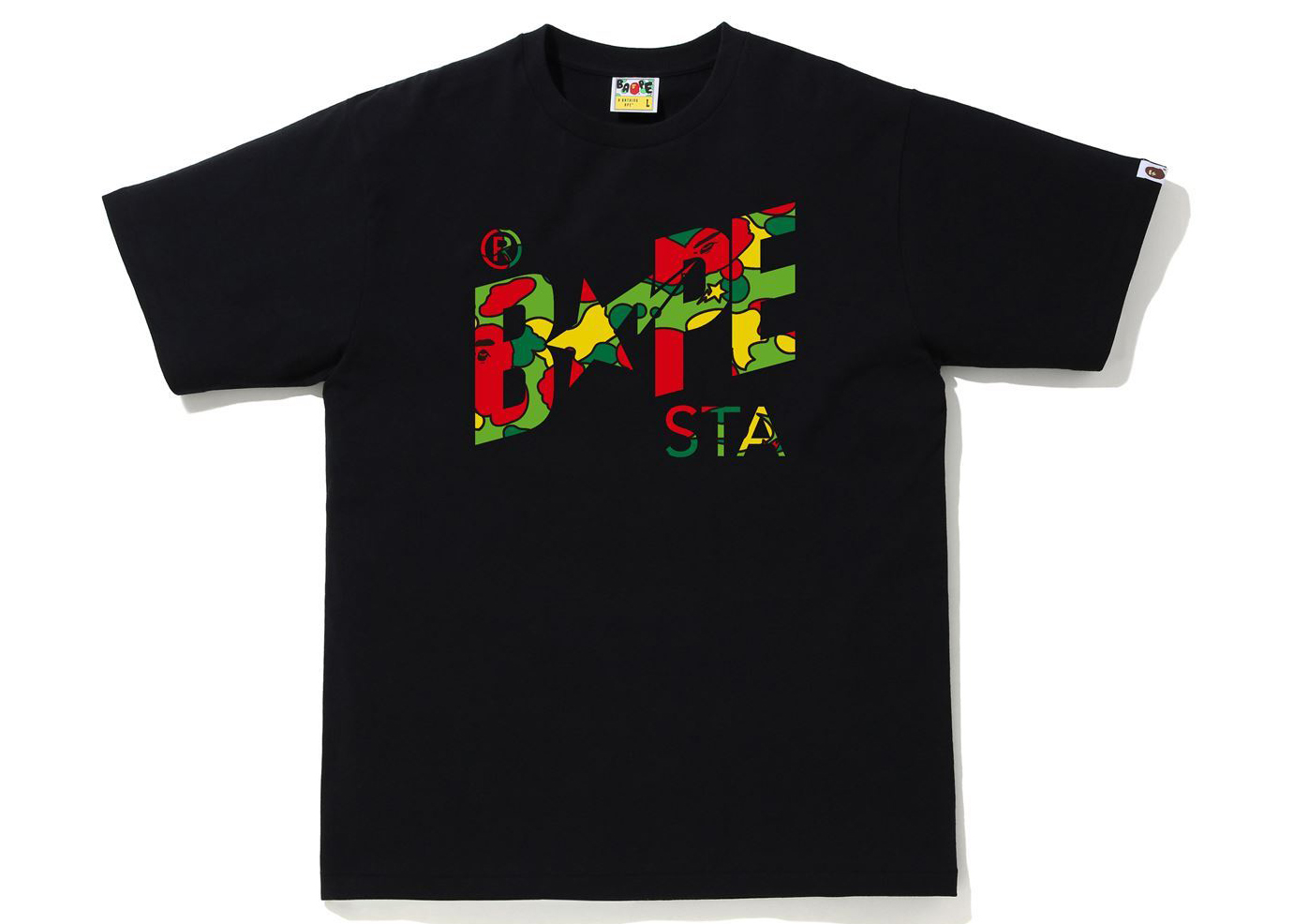 BAPE Sta Camo Bape Sta Logo Tee Black/Multi Men's - SS21 - US