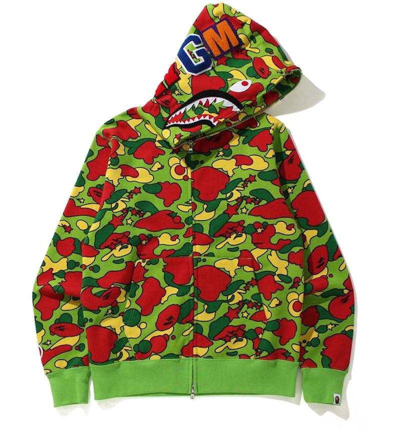 BAPE Sta Camo Shark Full Zip Hoodie Green Men's SS21 US