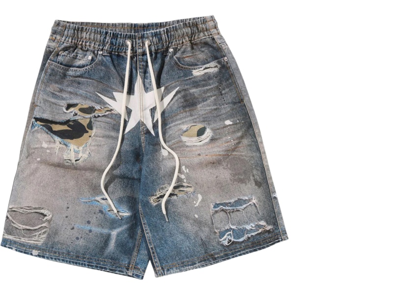 BAPE Shorts in lockerer Passform mit Kunstdruck, hellindigoblau