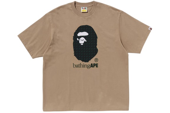BAPE Sta Houndstooth Bathing Ape Relaxed Fit Tee Beige