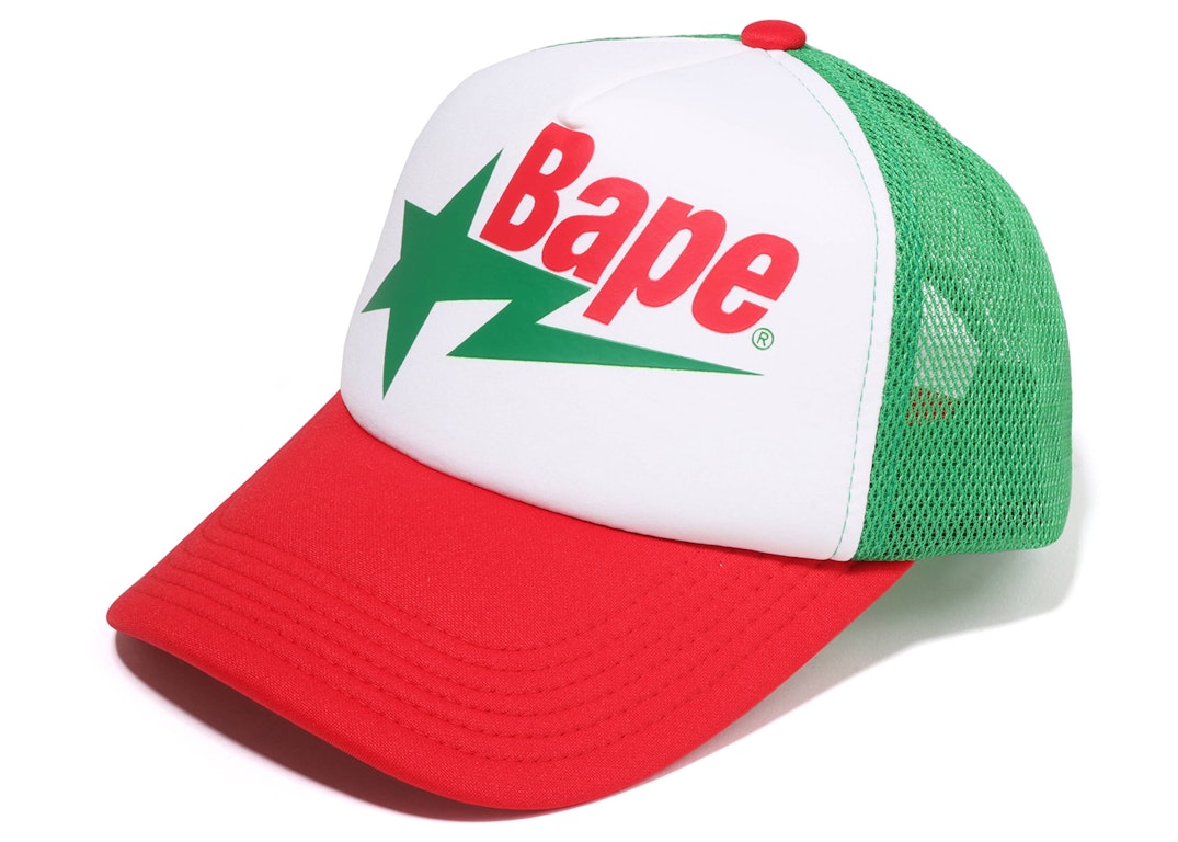 Pre-owned Bape Sta Mesh Cap Red Green White