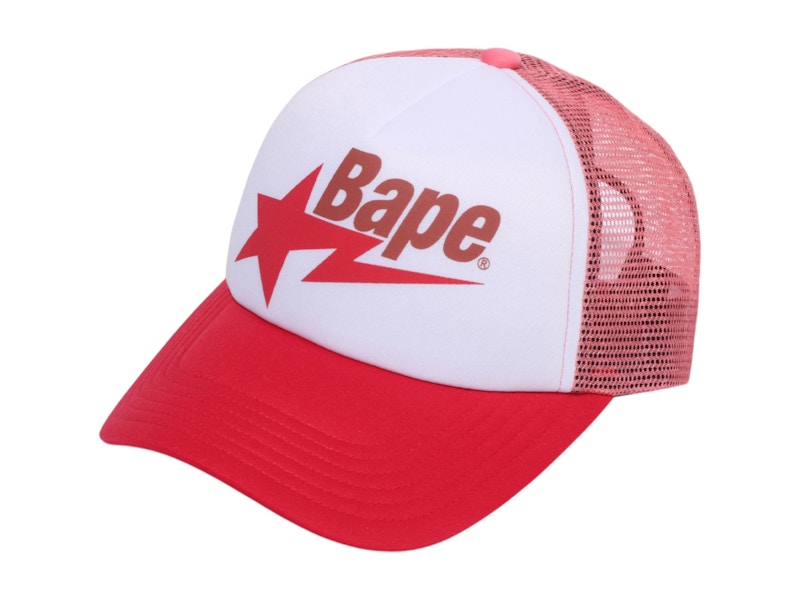 Pre-owned Bape Men's Sta Mesh Cap (ss25) In Red/white