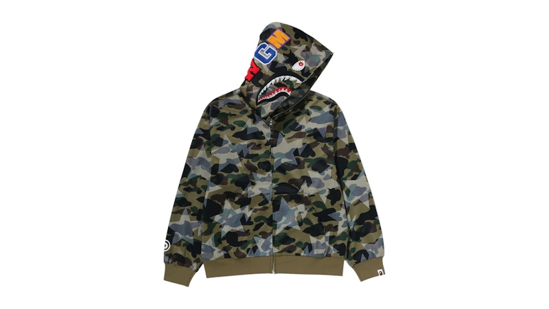 BAPE Sta Over Print 1st Camo Mesh Shark Cropped Fit Full Zip