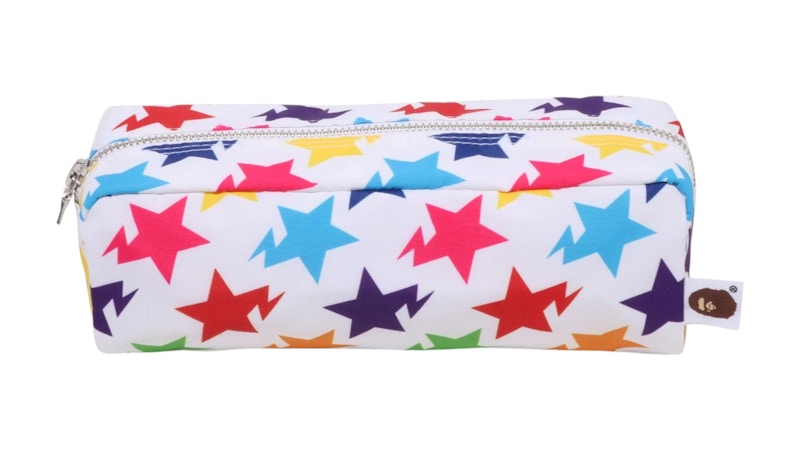 Pre-owned Bape Sta Pattern Flight Travel Pouch In White