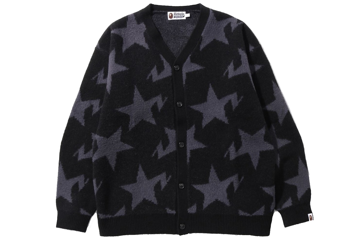 Pre-owned Bape Sta Pattern Relaxed Fit Knit Cardigan Black