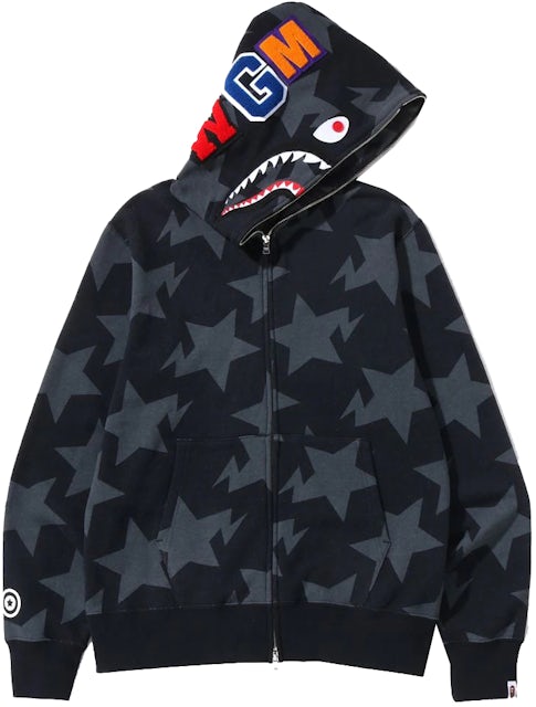 BAPE zozo limited Black Swarovski Shark full zip hoodie A Bathing