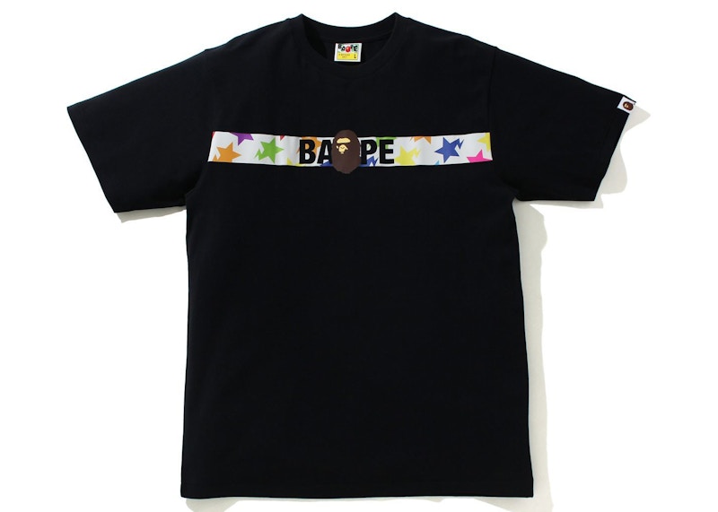 BAPE Sta Pattern Tape Ape Head Tee Black