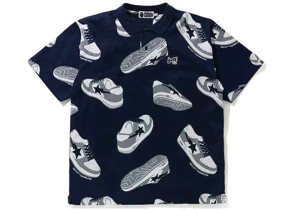 BAPE Sta Random Relaxed Polo Navy Men's - SS21 - US