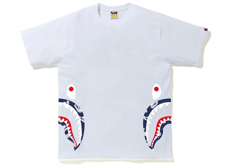 BAPE Sta Random Side Shark Tee White/Navy