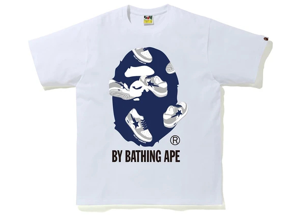 BAPE Sta Random by Bathing Ape Tee White/Navy