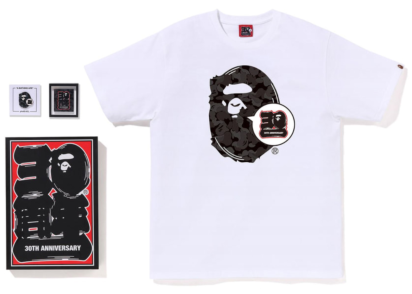 BAPE Store Osaka Bape 30th Anniversary Ape Head Tee Set White