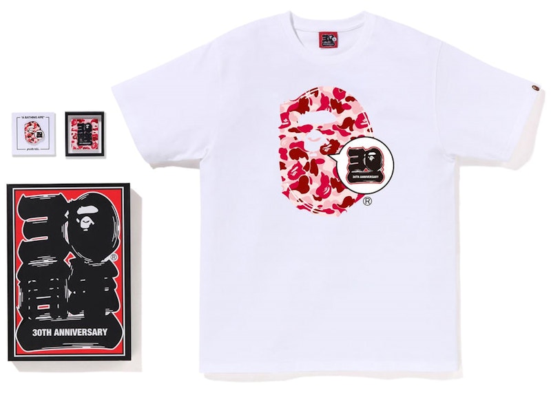 Pre-owned Bape Men's Store Hiroshima 30th Anniversary Ape Head Tee Shirt Set In White