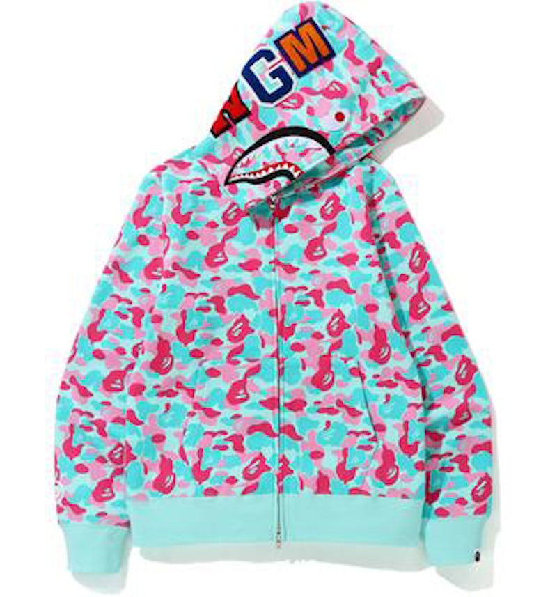 BAPE Store Miami Shark Full Zip Hoodie Pink/Blue Men's FW19 US