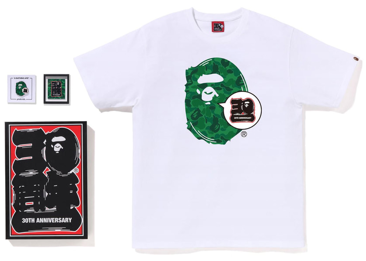 BAPE Store Shibuya Bape 30th Anniversary Ape Head Tee Set White