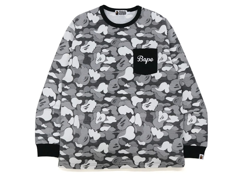 BAPE Stripe ABC Camo Relaxed Fit Pocket L/S Tee Black Men's - SS21