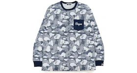 BAPE Stripe ABC Camo Relaxed Fit Pocket L/S Tee Navy