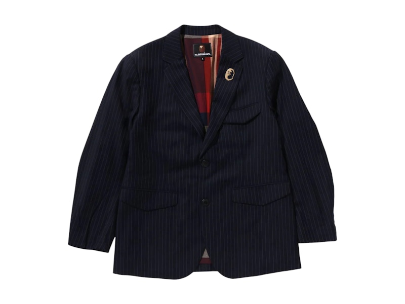 Pre-owned Bape Men's  Stripe Blazer In Navy Blue