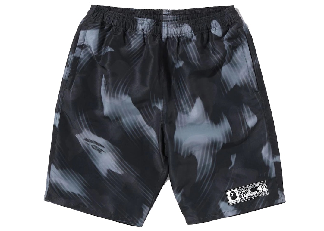 Pre-owned Bape Stroke Camo Beach Shorts Black