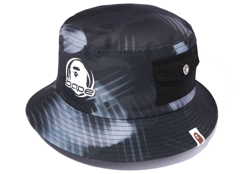 Pre-owned Bape Stroke Camo Pocket Bucket Hat In Black