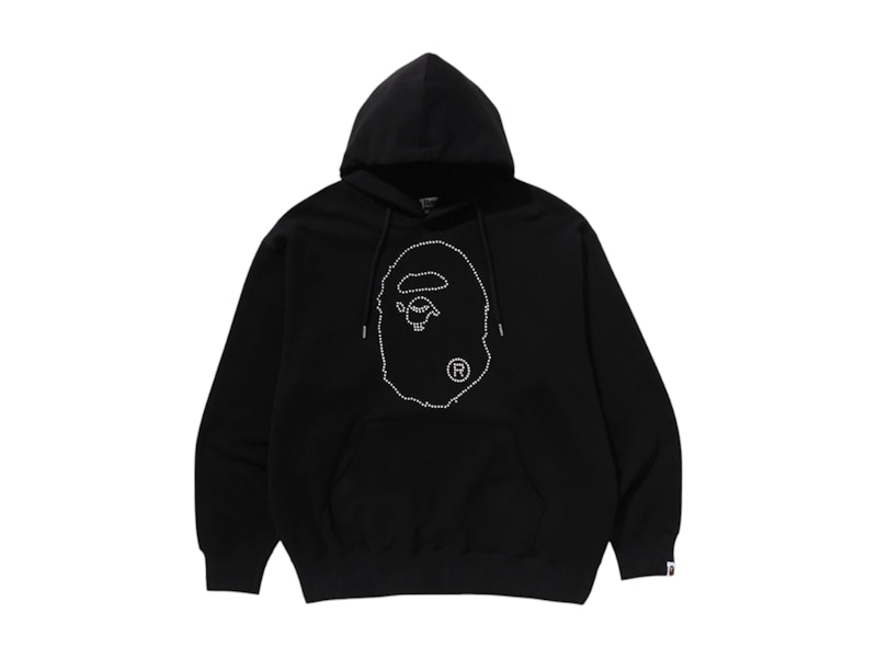【A BATHING APE】STUDDED LOGO RELAXED FIT PULLOVER HOODIE BAPE Studded Ape Head Relaxed Fit Pullover Hoodie Black