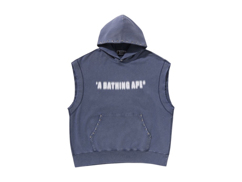 【A BATHING APE】2色展開 STUDDED GARMENT DYE PULLOVER HOODIE BAPE Studded Garment Dye Logo Sleeveless Pullover Hoodie