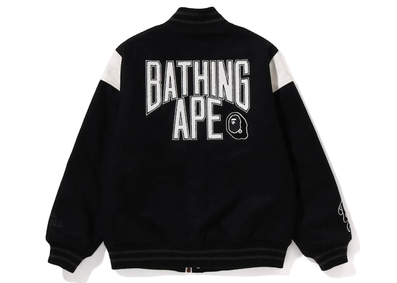 Bape varsity cheap jacket black