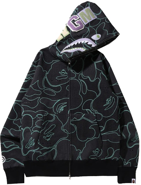 BAPE Text Color Camo WGM Wappen Shark Black XL Full Zip Jacket