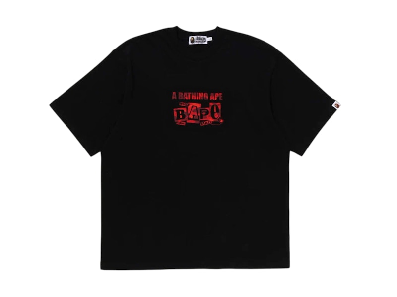 BAPE Camiseta Gráfica de Texto Negro