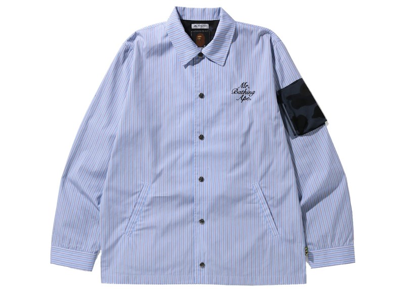 BAPE Thomas Mason Stripe Coach Jacket Blue