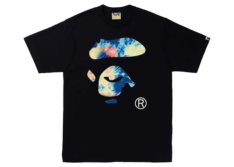 BAPE Tie Dye Ape Face Tee White/Navy